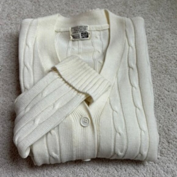 Sears cable knit cardigan cream Grandpa Sweater - Picture 11 of 13